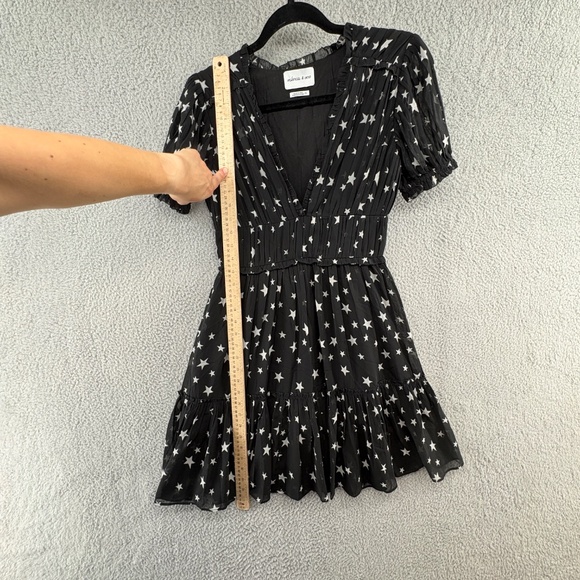 Valencia & Vine Star Print Pleated Mini Dress Black White XS Galaxy Celestial - Picture 9 of 14